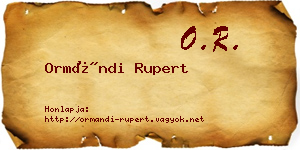 Ormándi Rupert névjegykártya